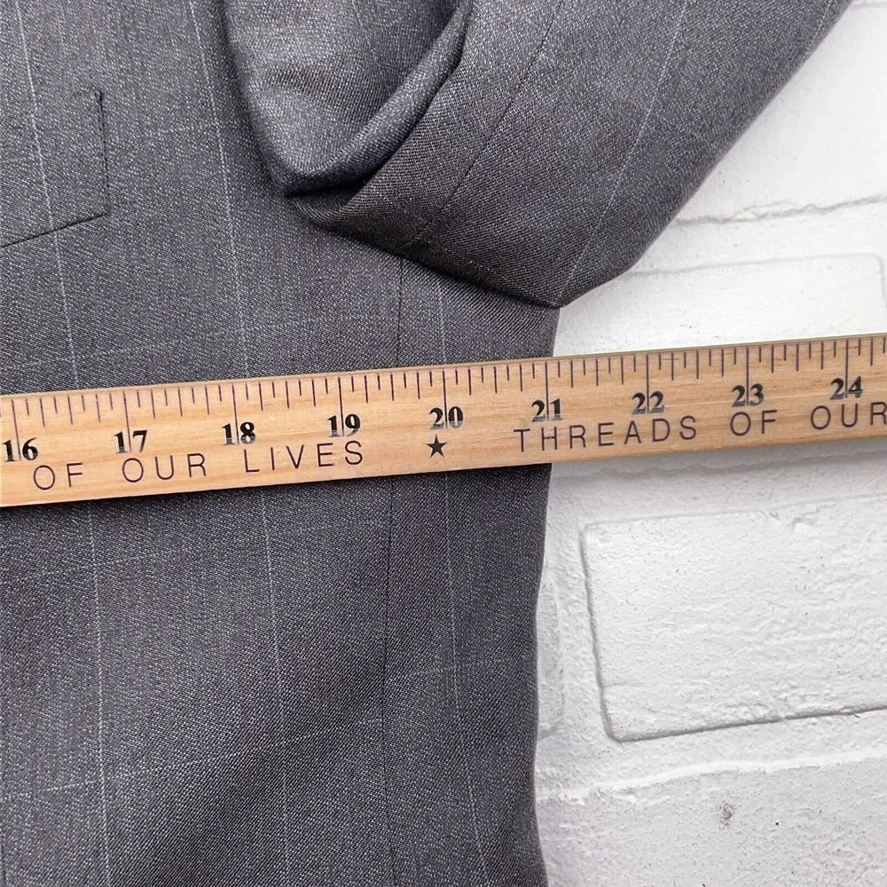 Lord West Suit Men 40S 34Wx25L Gray White Check Classic Career Cuffs‎ Wool 2pc